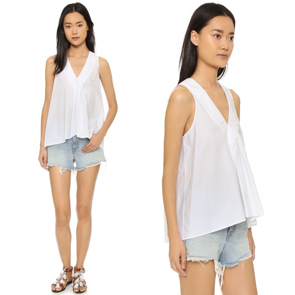 GIADA FORTE White Cotton Poplin Pleated Swing Top